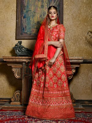 Red Silk Bridal Wedding Wear Lehenga Choli With Dupatta