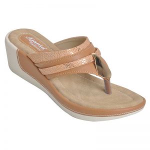Women's White & Copper Colour Synthetic Leather Sandals