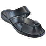 Men's Black Colour Synthetic Leather Sandals