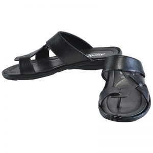 Men's Black Colour Synthetic Leather Sandals