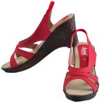Women's Red & Beige Colour Synthetic Leather Sandals