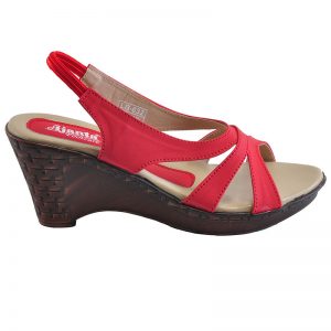 Women's Red & Beige Colour Synthetic Leather Sandals