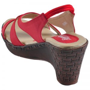 Women's Red & Beige Colour Synthetic Leather Sandals