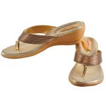 Women's Gold Colour Synthetic Leather Sandals