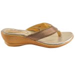 Women's Gold Colour Synthetic Leather Sandals