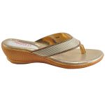 Women's Gold Colour Synthetic Leather Sandals