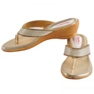 Women's Gold Colour Synthetic Leather Sandals