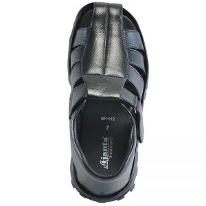 Men's Black Colour Synthetic Leather Sandals