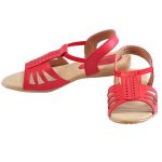 Women's Red & Beige Colour Synthetic Leather Sandals