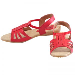 Women's Red & Beige Colour Synthetic Leather Sandals