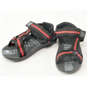 Kid's Black & Red Colour Fabric Sandals