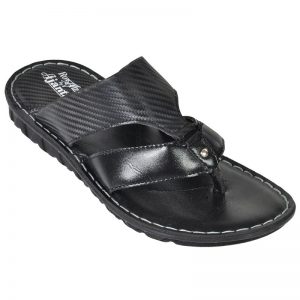 Men's Black Colour Synthetic Leather Sandals