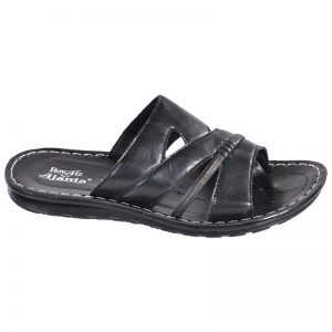 Men's Black Colour Synthetic Leather Sandals