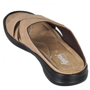 Men's Black & Beige Colour Synthetic Leather Sandals