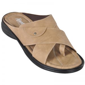 Men's Black & Beige Colour Synthetic Leather Sandals