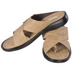 Men's Black & Beige Colour Synthetic Leather Sandals