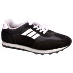 Men's Black Colour Synthetic Leather Sneakers