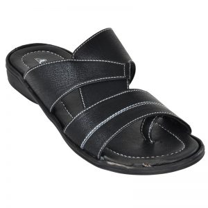 Men's Black Colour Synthetic Leather Sandals