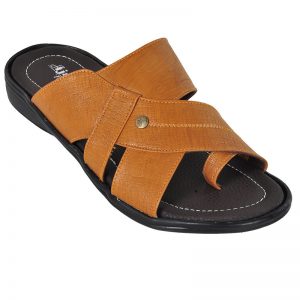 Men's Black & Tan Colour Synthetic Leather Sandals