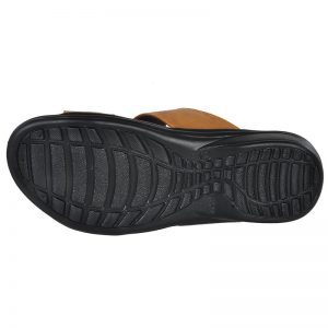 Men's Black & Tan Colour Synthetic Leather Sandals