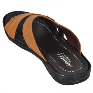 Men's Black & Tan Colour Synthetic Leather Sandals