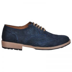 Men's Navy Blue Colour Suede Leather Derby Shoes