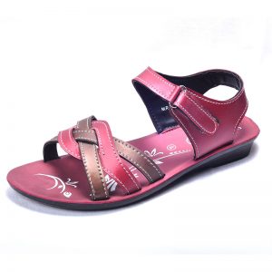 Women's Maroon Colour PU Sandals