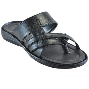 Men's Black Colour Synthetic Leather Sandals