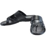 Men's Black Colour Synthetic Leather Sandals