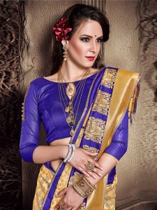 Purple Colour Designer Organza Silk Adaaran Saree