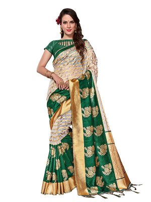 Green Colour Designer Organza Silk Adaaran Saree