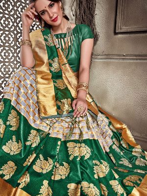 Green Colour Designer Organza Silk Adaaran Saree