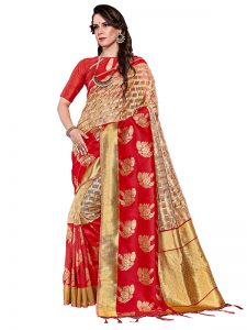 Red Colour Designer Organza Silk Adaaran Saree