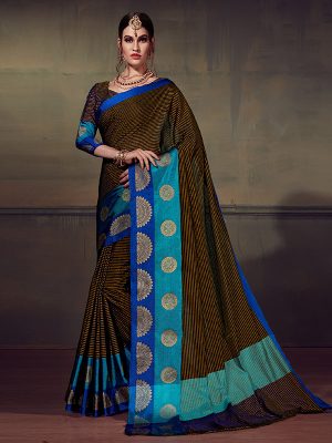 Black Colour Designer Cotton Silk Amrapali Saree