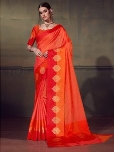 Pink Colour Designer Cotton Silk Amrapali Saree