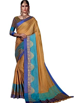 Beige Colour Designer Cotton Silk Amrapali Saree