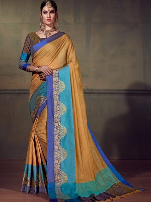 Beige Colour Designer Cotton Silk Amrapali Saree