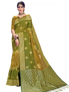 Mahendi Colour Designer Linen Silk Anumol Saree