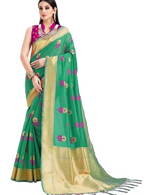 Green Colour Designer Cotton Jacquard Coloroso Saree