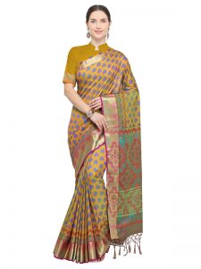 Multicolor Designer Nylon Soft Silk Ikkat Silk Saree