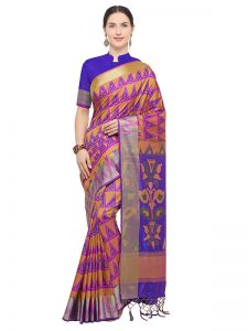 Multicolor Designer Nylon Soft Silk Ikkat Silk Saree