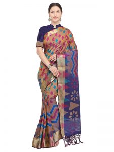 Multicolor Designer Nylon Soft Silk Ikkat Silk Saree