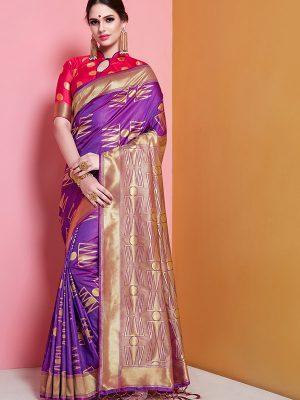 Purple Colour Designer Banarasi Soft Art Silk Masaba Saree