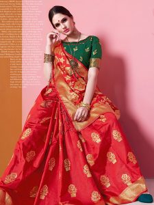 Red Colour Designer Banarasi Soft Art Silk Masaba Saree