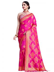 Pink Colour Designer Banarasi Soft Art Silk Masaba Saree