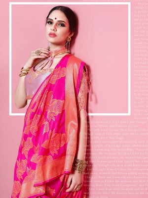 Pink Colour Designer Banarasi Soft Art Silk Masaba Saree