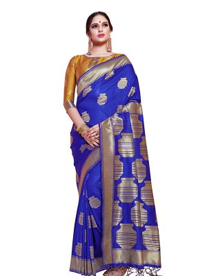 Blue Colour Designer Banarasi Soft Art Silk Masaba Saree