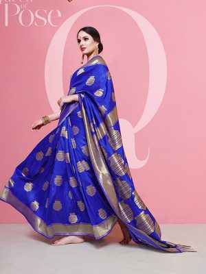 Blue Colour Designer Banarasi Soft Art Silk Masaba Saree