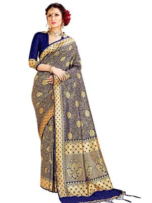 Blue Colour Designer Banarasi Art Silk Omnah Saree