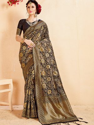 Black Colour Designer Banarasi Art Silk Omnah Saree